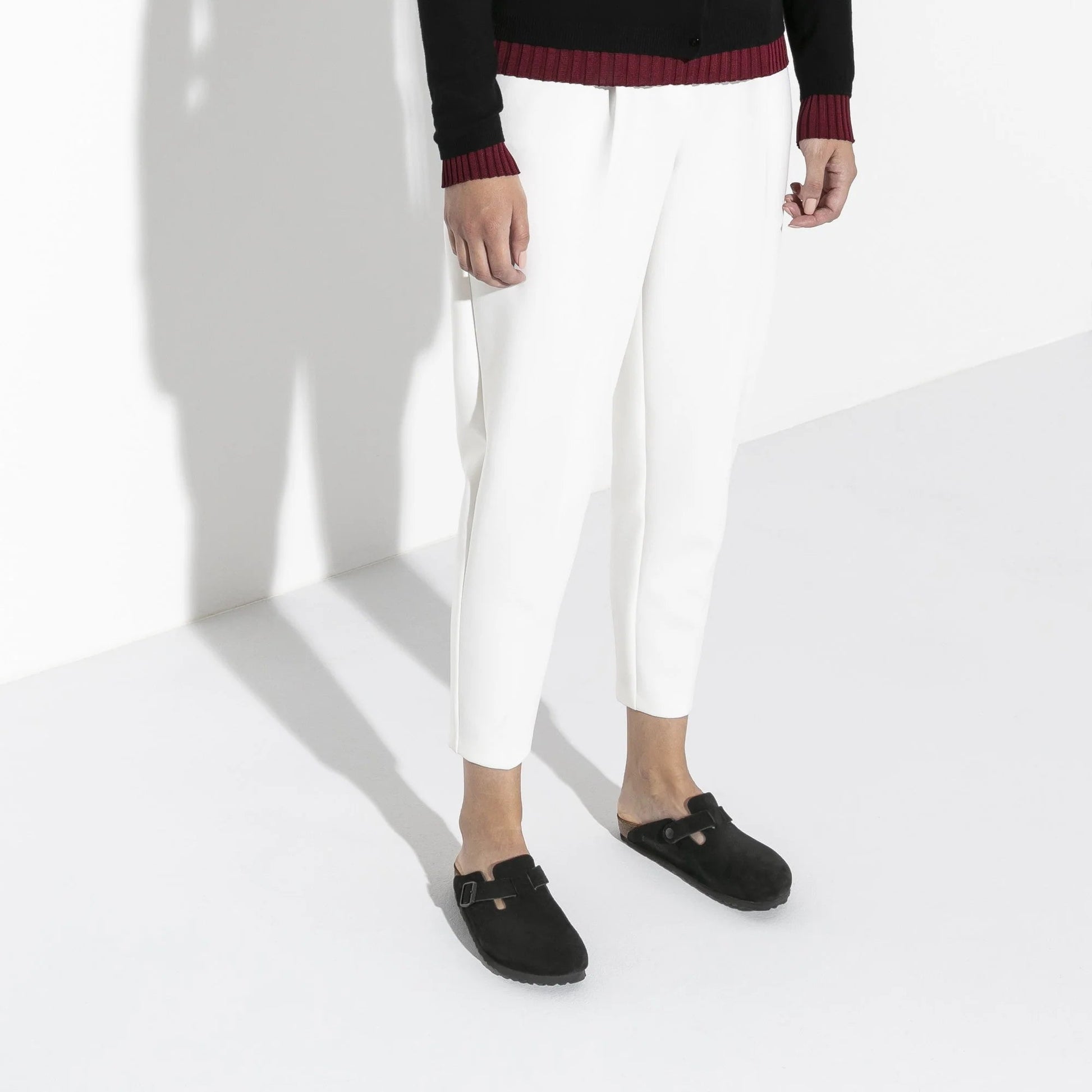 BIRKENSTOCK Mystic Charcoal Luxe Suede Buckle Clogs