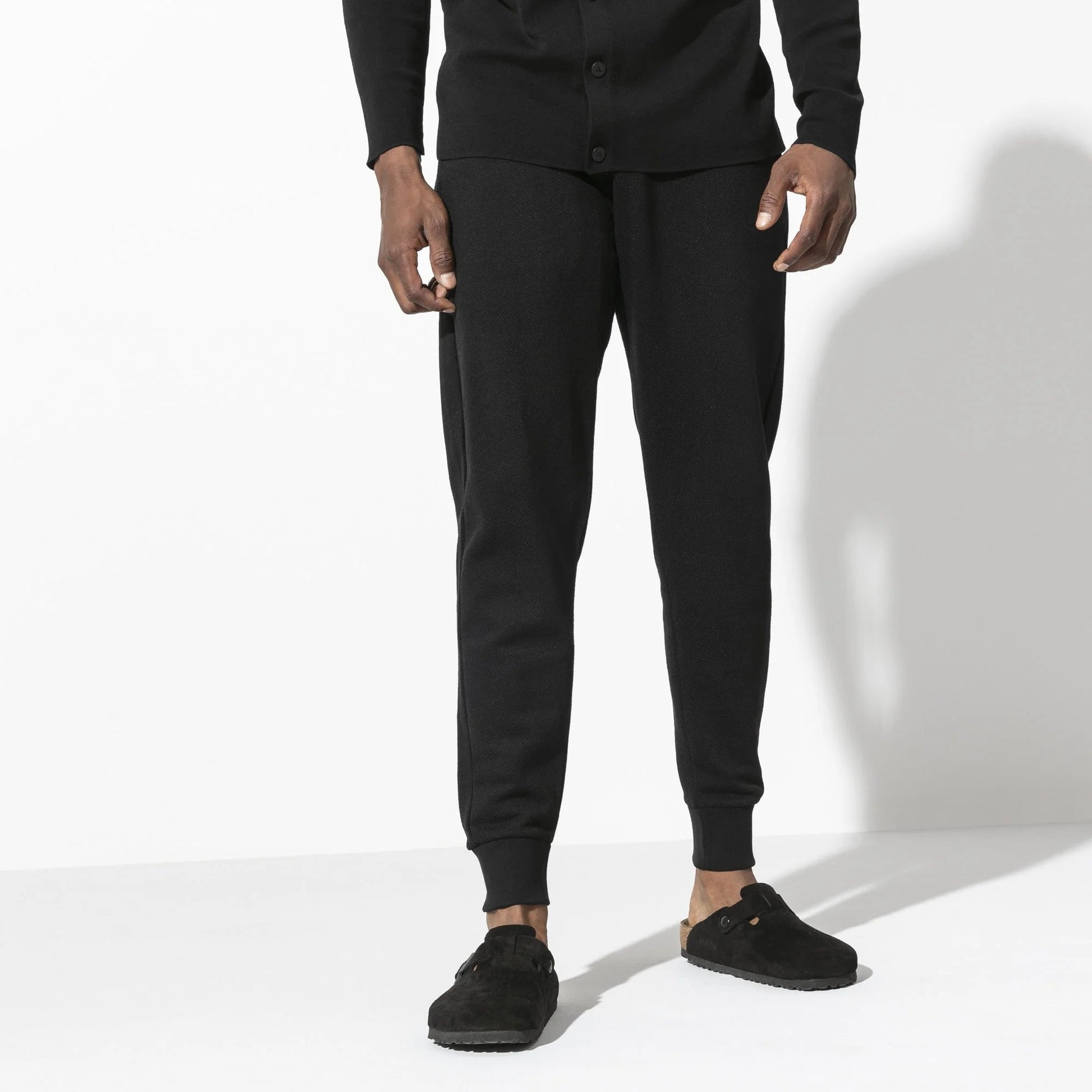 BIRKENSTOCK Mystic Charcoal Luxe Suede Buckle Clogs