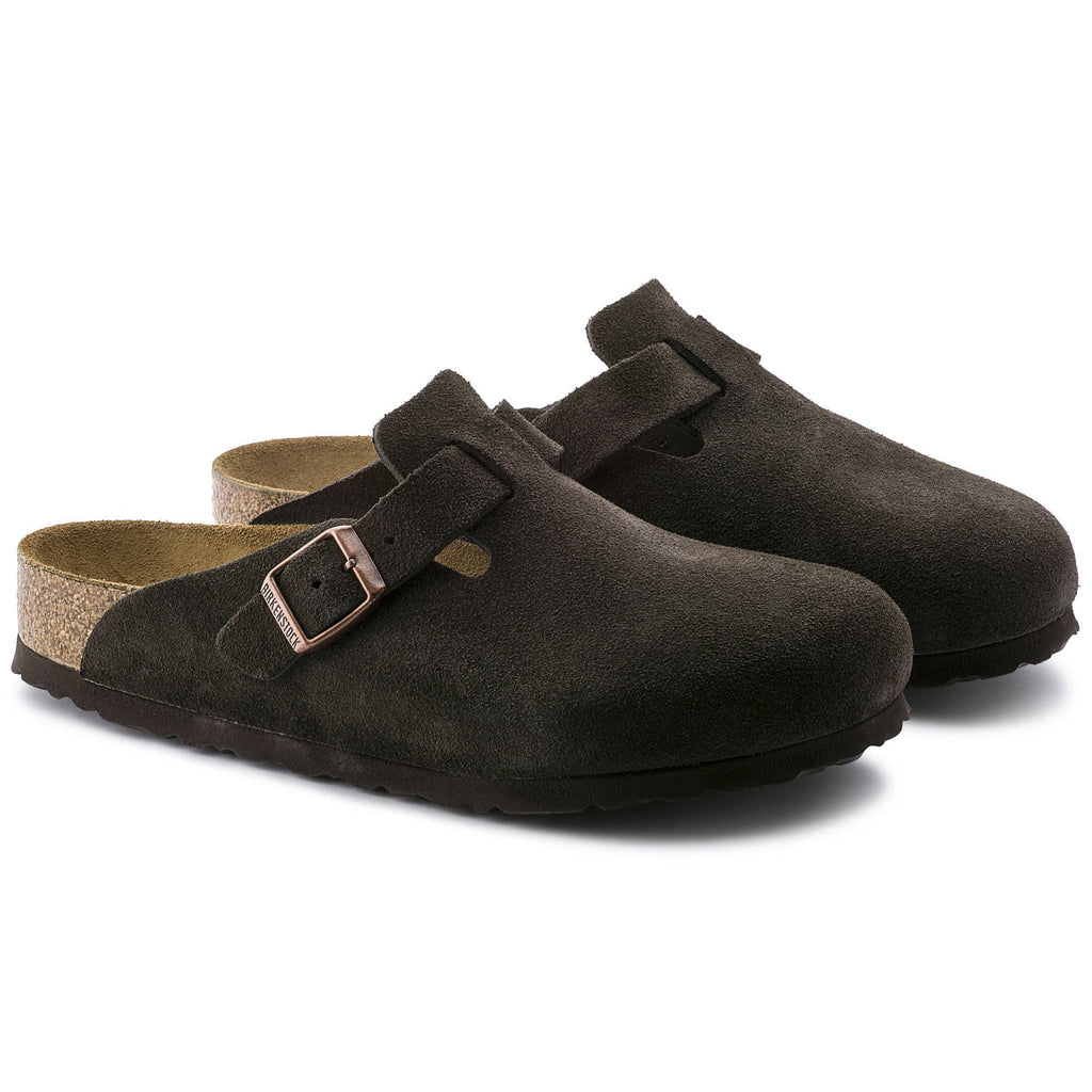 BIRKENSTOCK Mystic Charcoal Luxe Suede Buckle Clogs