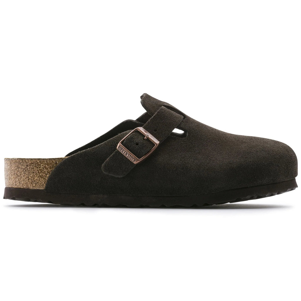BIRKENSTOCK Mystic Charcoal Luxe Suede Buckle Clogs