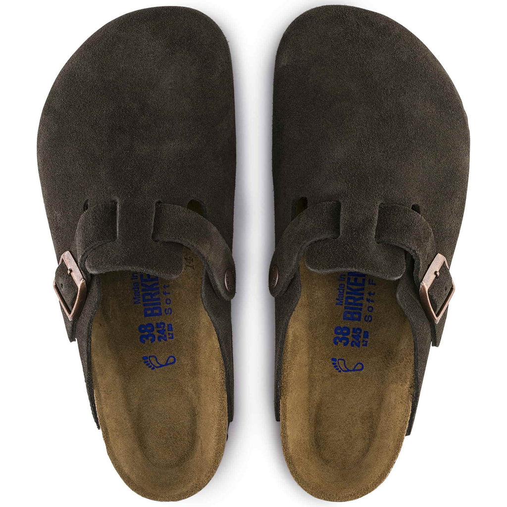 BIRKENSTOCK Mystic Charcoal Luxe Suede Buckle Clogs