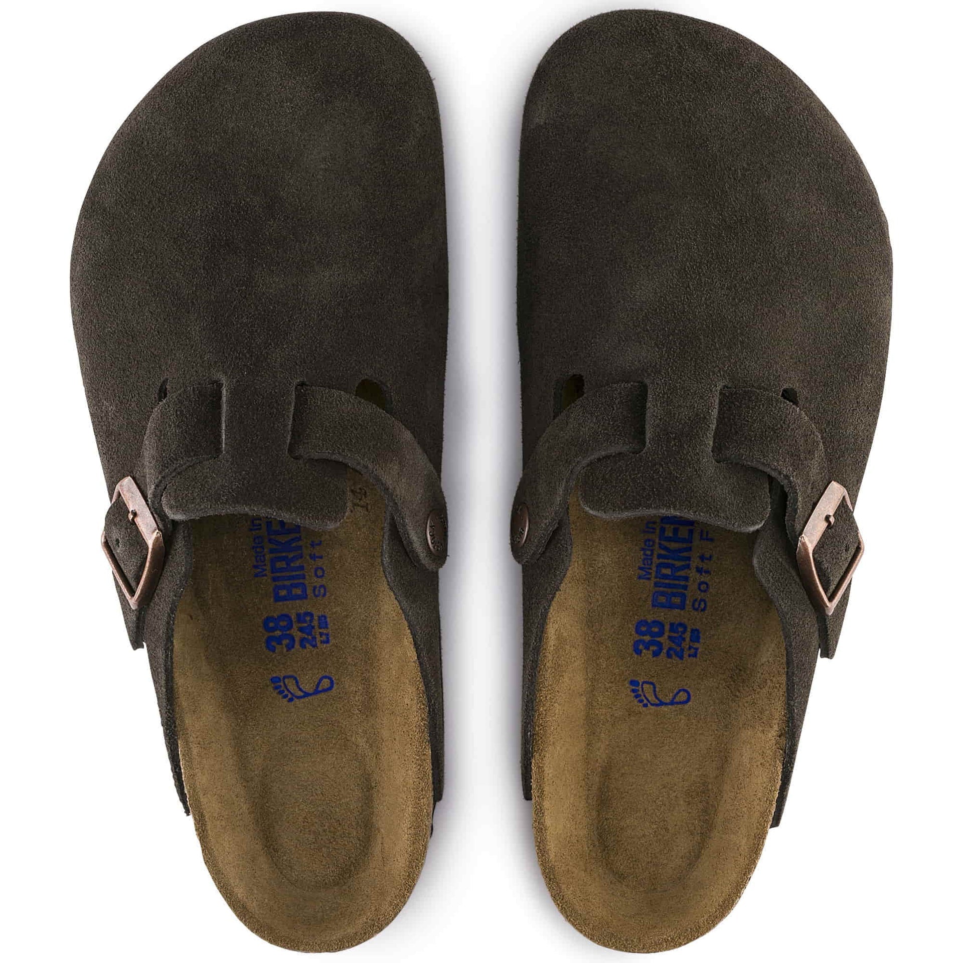 BIRKENSTOCK Mystic Charcoal Luxe Suede Buckle Clogs
