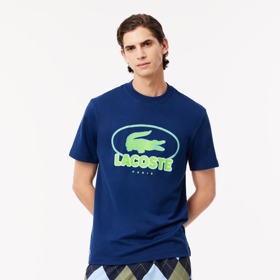 LACOSTE Deep Ocean Slim Fit Short Sleeve Graphic Tee
