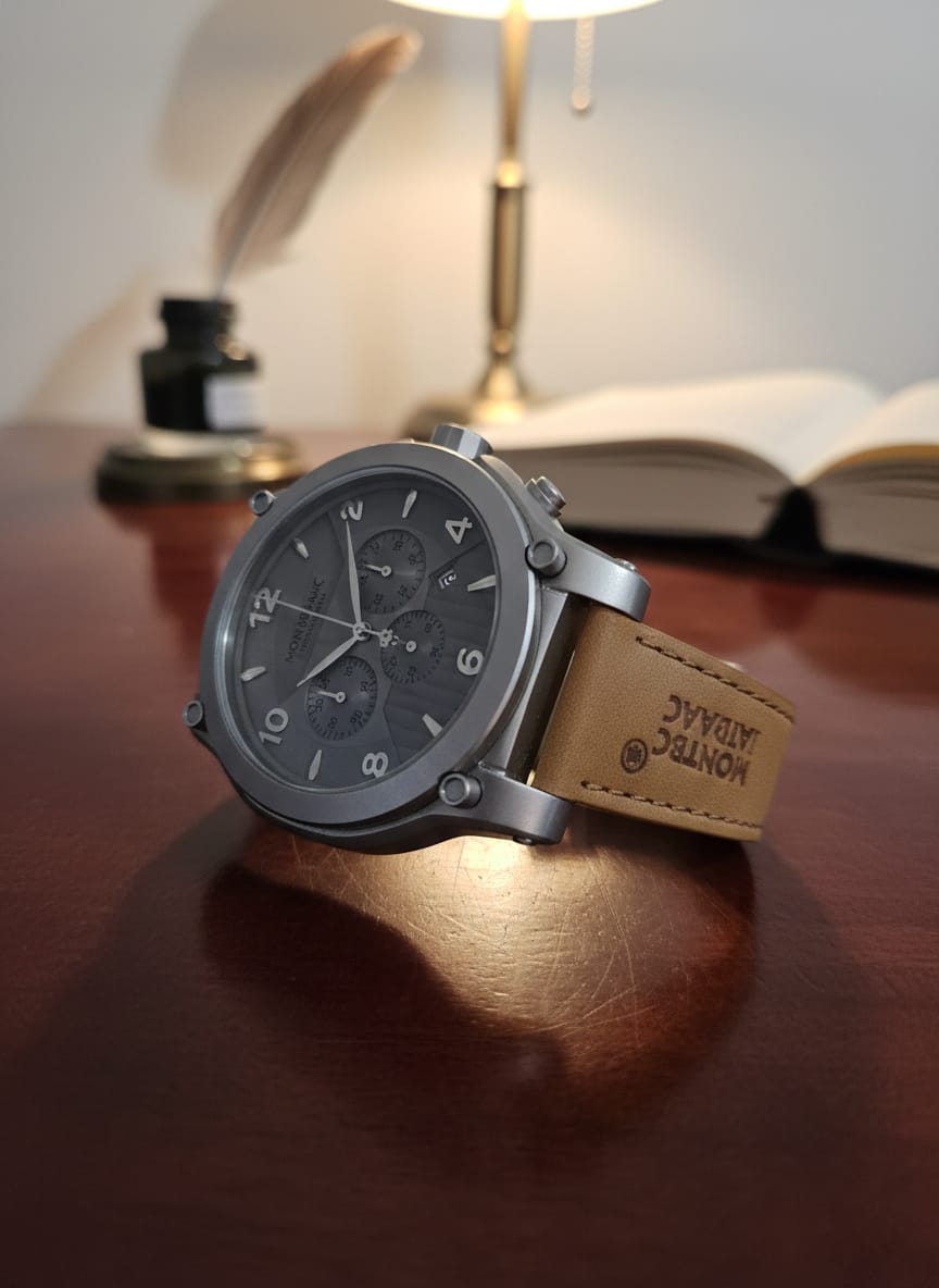 MONTBLANC Stormy Ash Chronograph Leather Strap Timepiece  (IMPORTED)