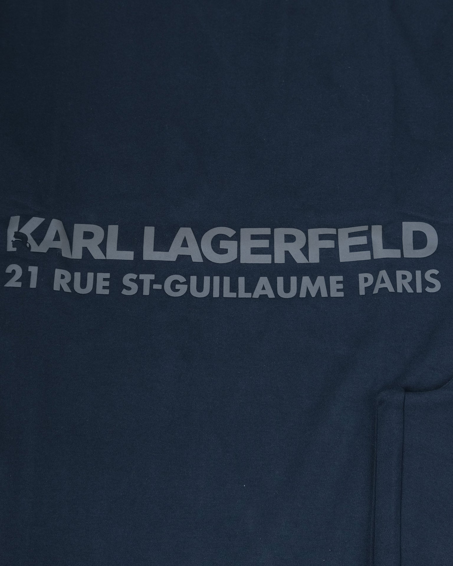KARL LAGERFELD Midnight Navy Luxe Graphic Crewneck Tee