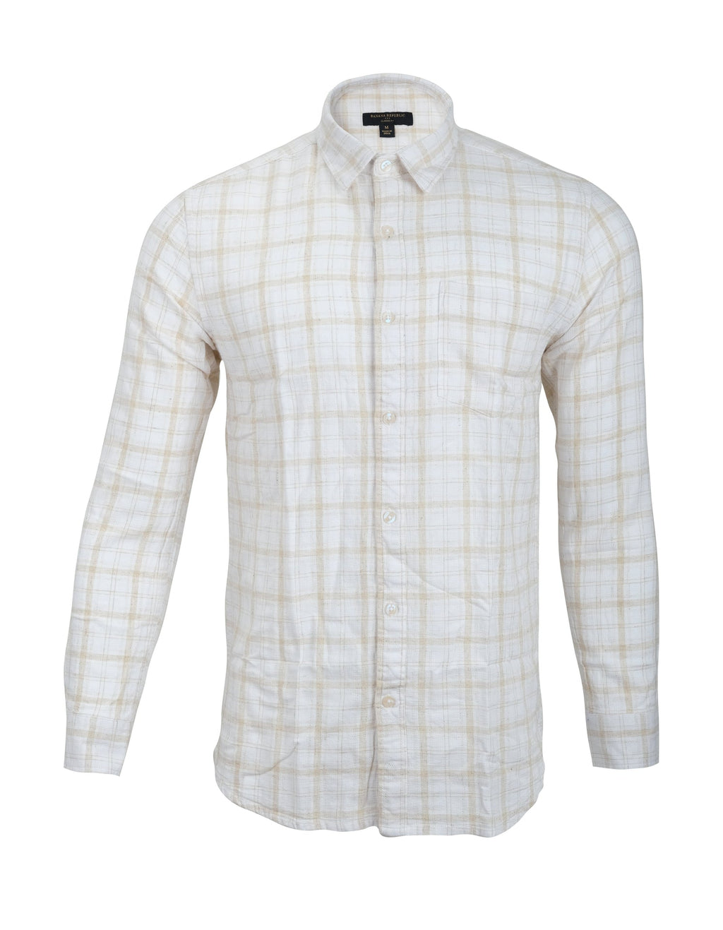 BANANA REPUBLIC Whispering Dune Classic Fit Long Sleeve Plaid Shirt