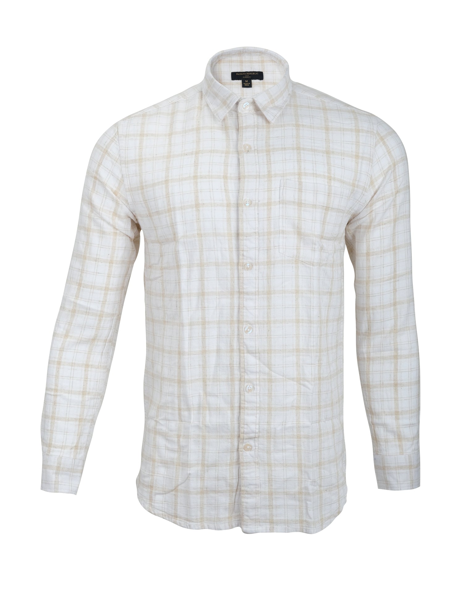 BANANA REPUBLIC Whispering Dune Classic Fit Long Sleeve Plaid Shirt