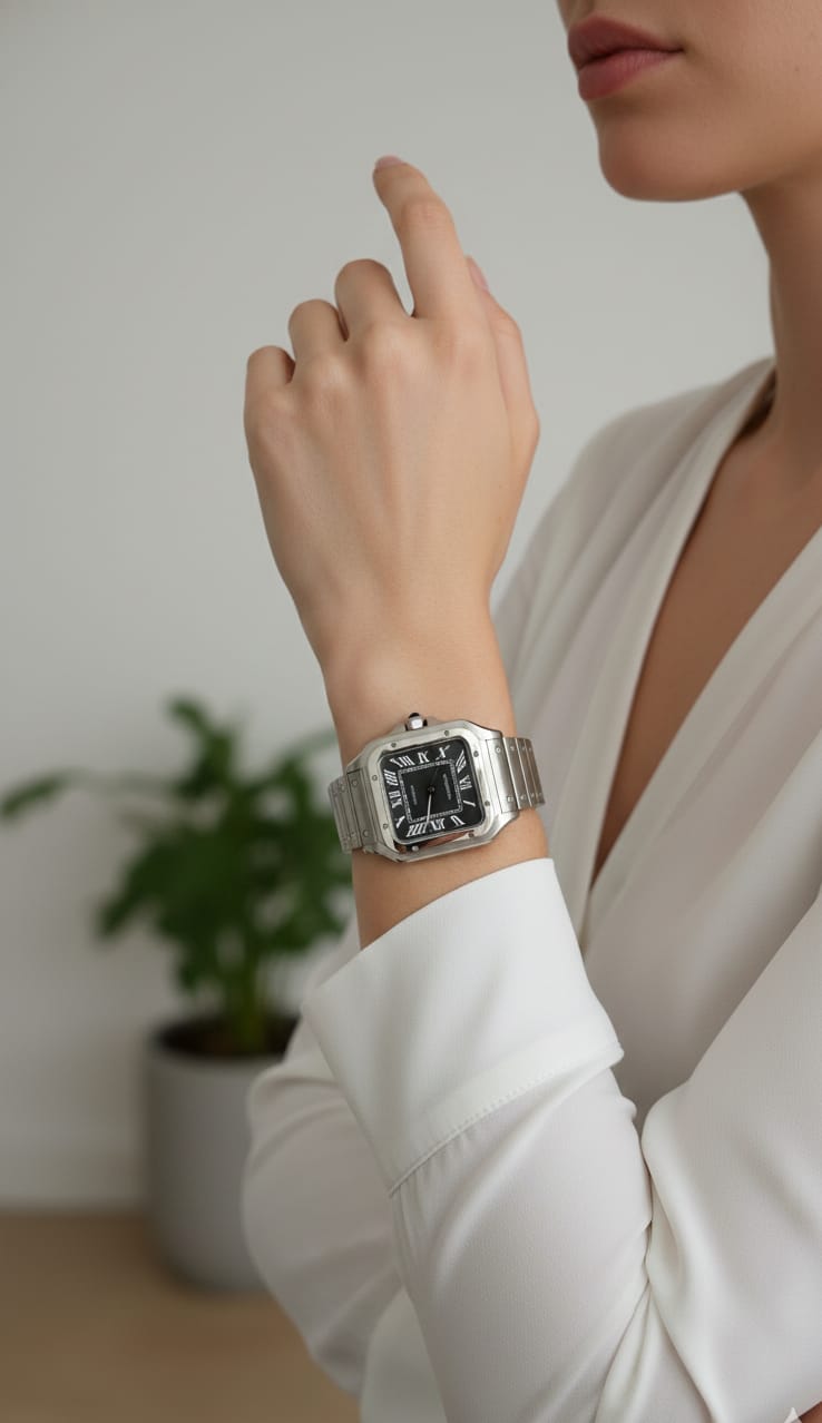 CARTIER Astral Obsidian Opulent Square Stainless Steel Watch