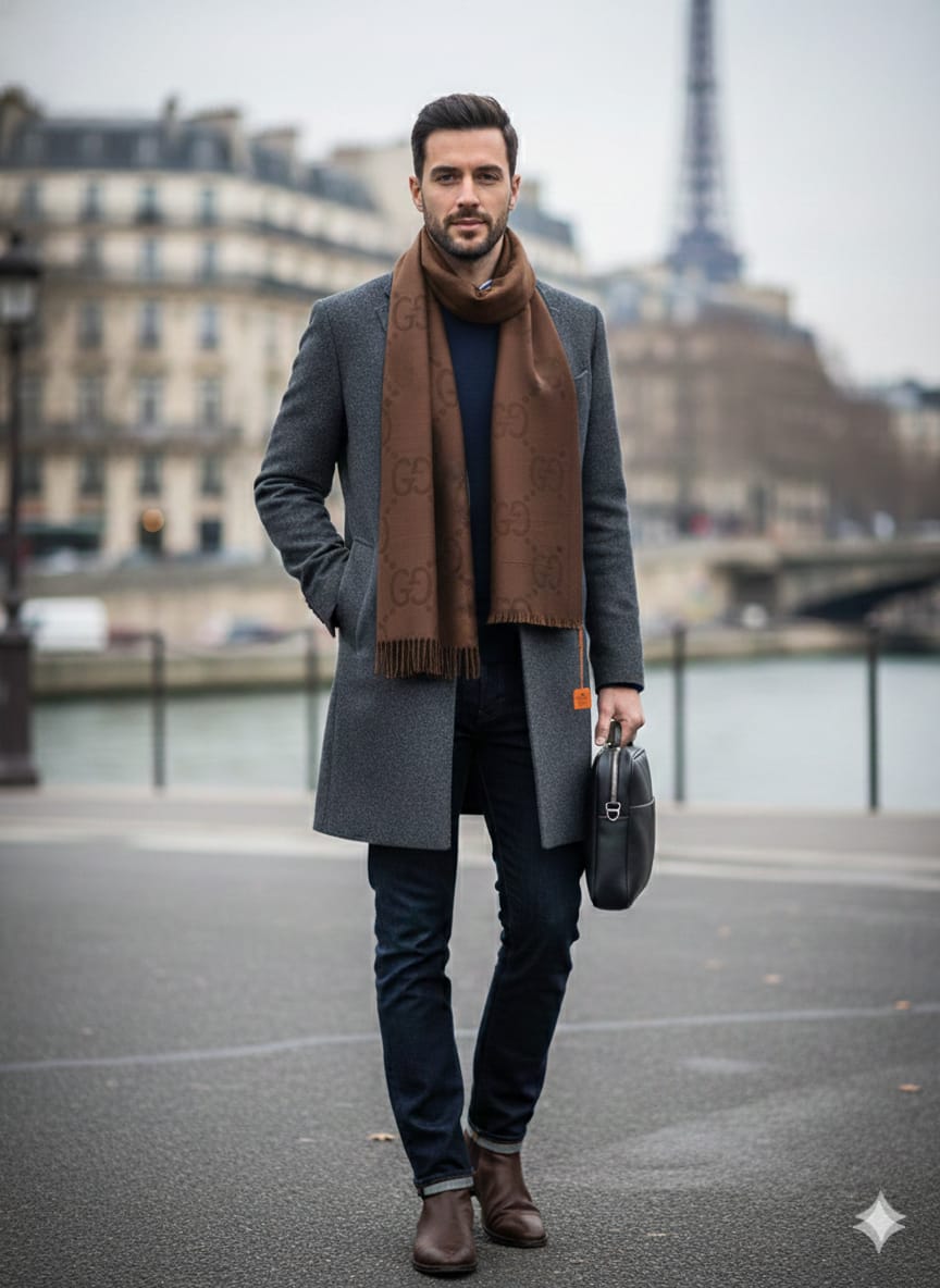 Gucci Monogram Brown Scarf