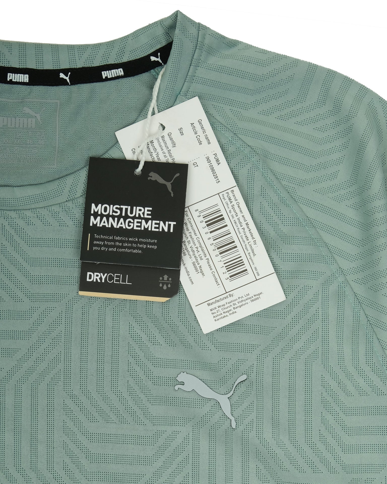 PUMA Sage Mist Geometric Pattern Performance Crewneck Tee