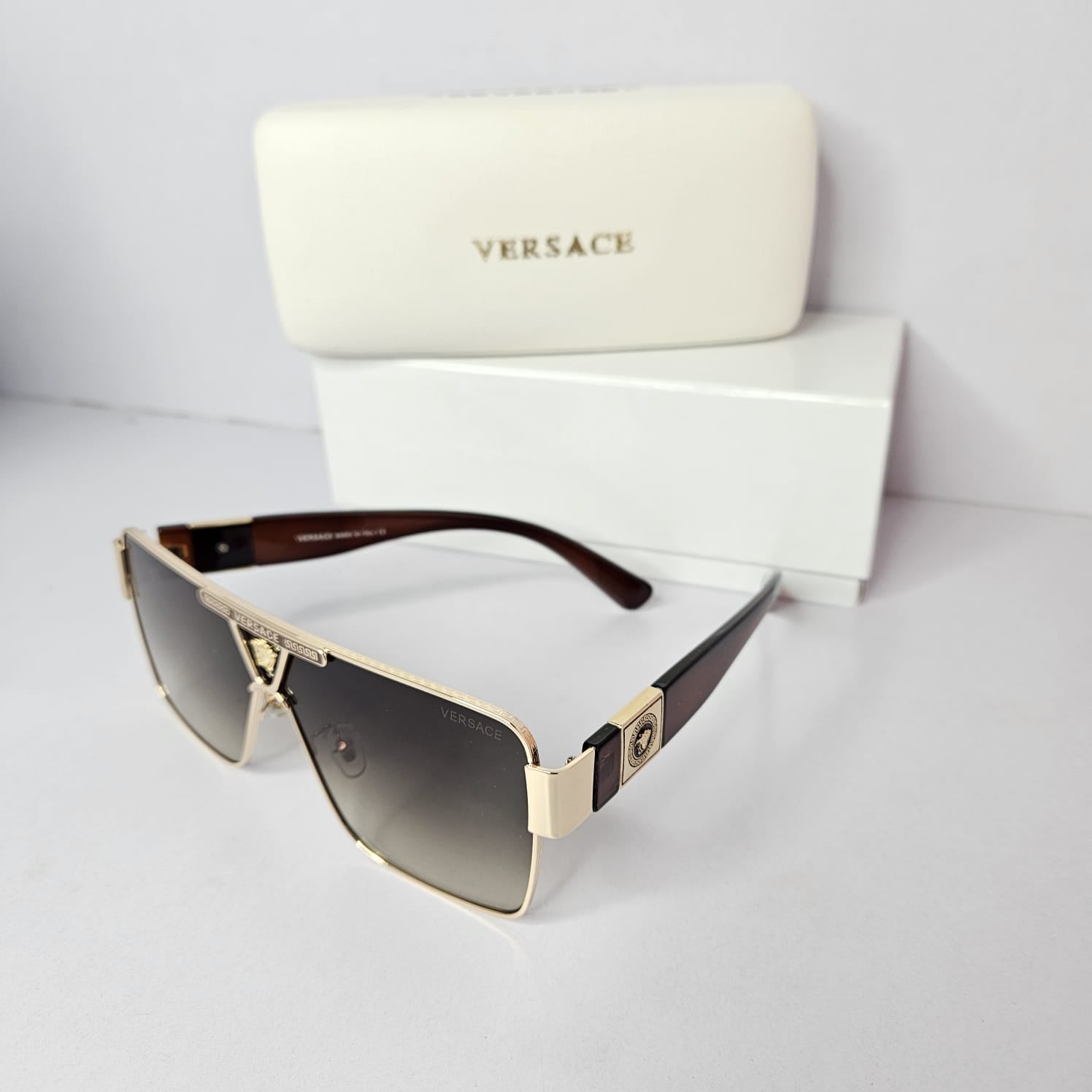 VERSACE Opulent Amber Oversized Gradient Lens Sunglasses