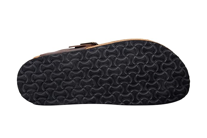 Berkinstock Rustic Brown Leather Flip-Flops with Cork Sole