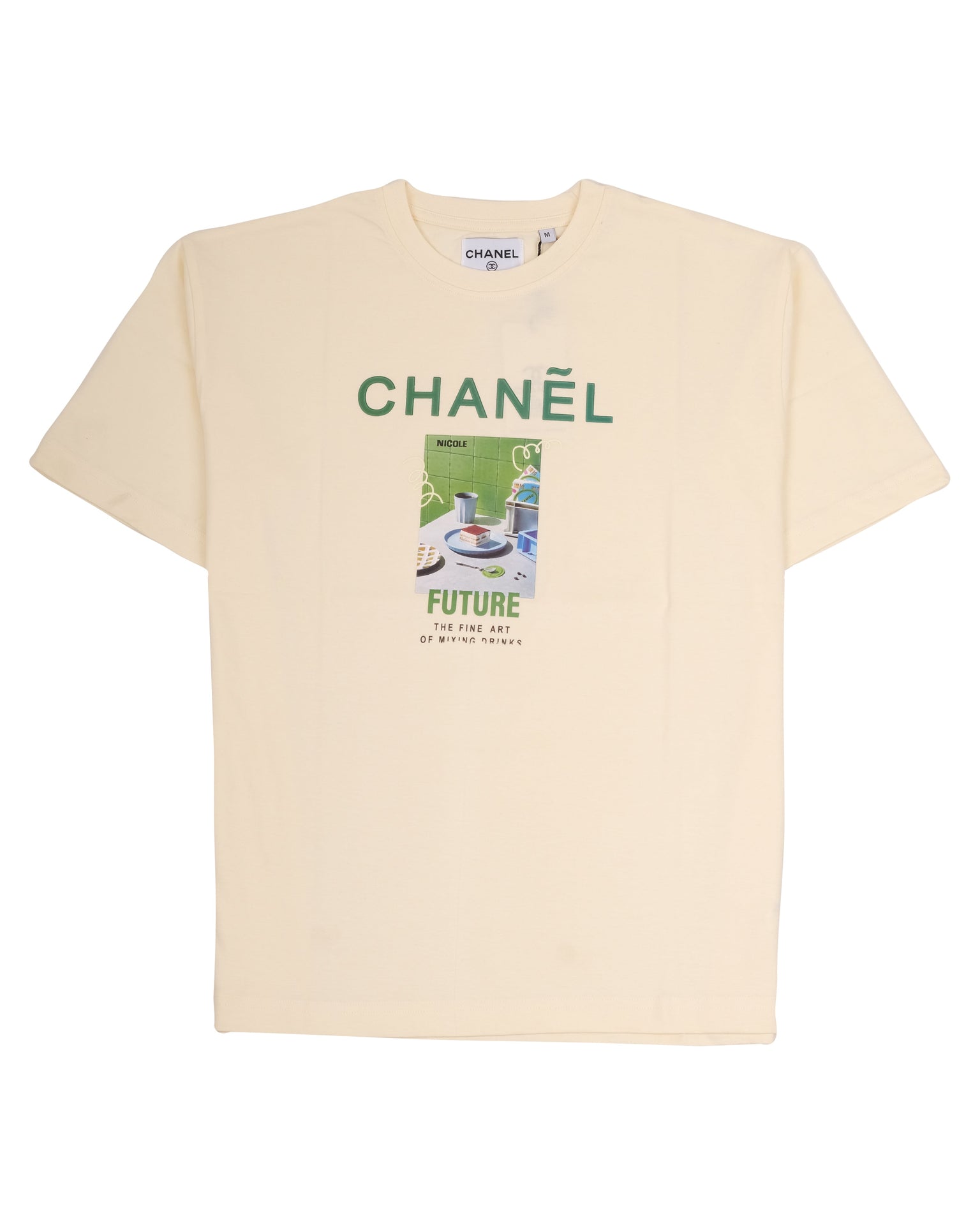 CHANEL Creamy Vanilla Oversized Short Sleeve Graphic Tee