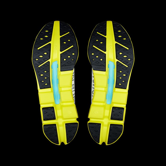 On Cloudflow Running Shoes - White/Neon Yellow