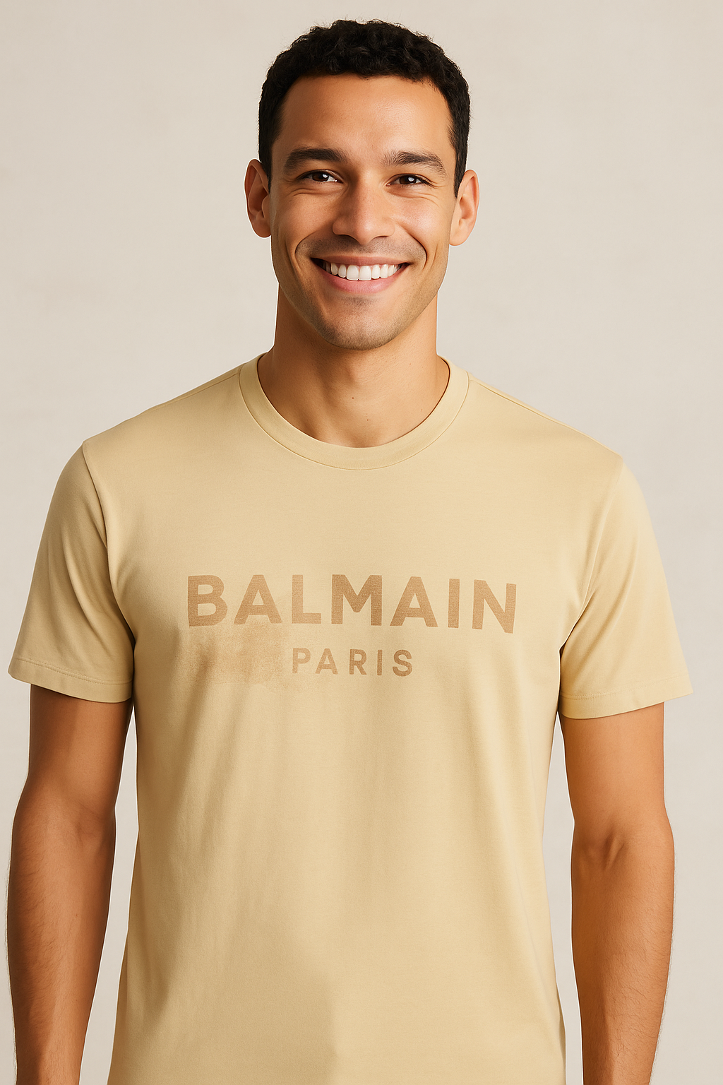 BALMAIN Sunlit Dune Classic Fit Short Sleeve Logo Tee