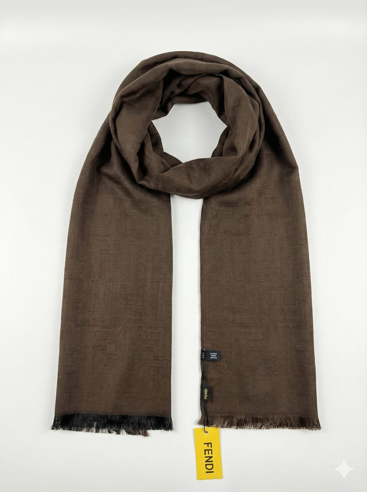 FENDI Luxe Brown Cashmere Blend Scarf
