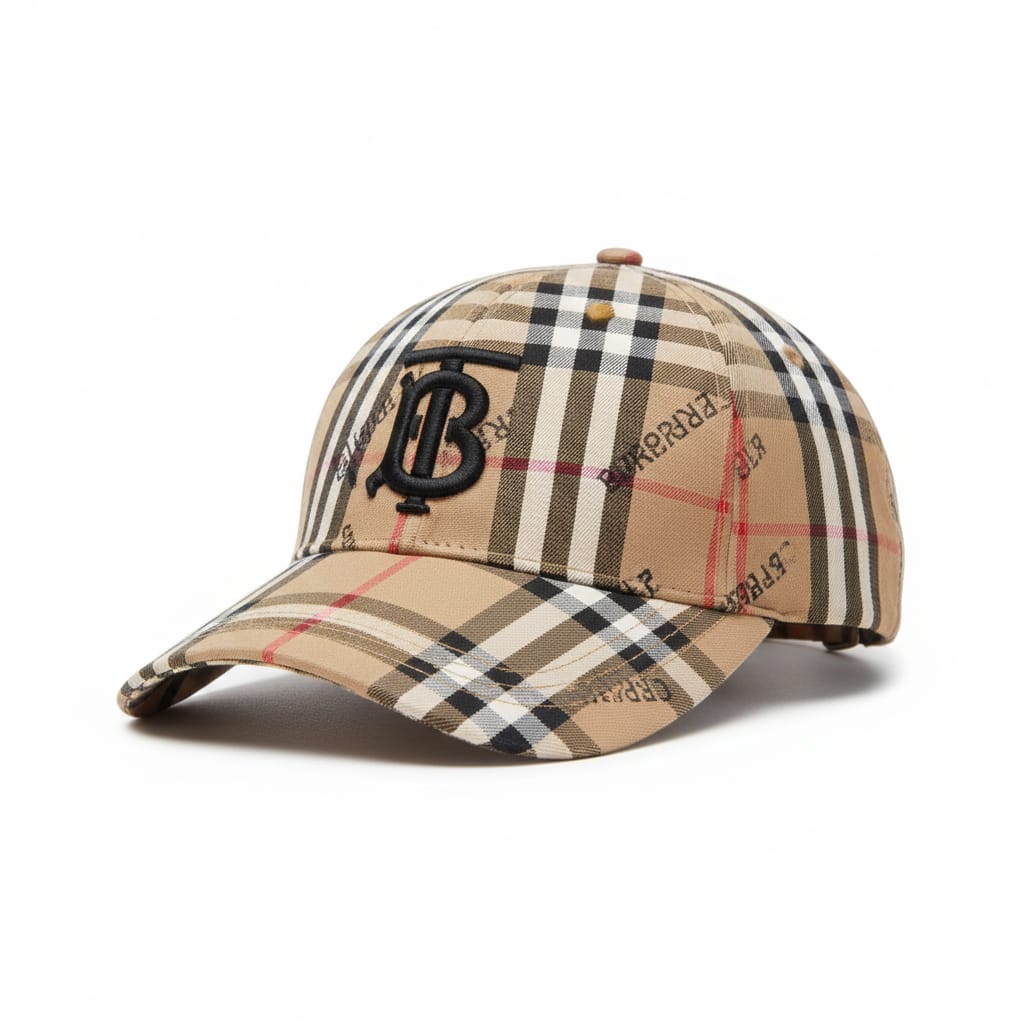 BURBERRY Golden Dune Iconic Check Baseball Cap