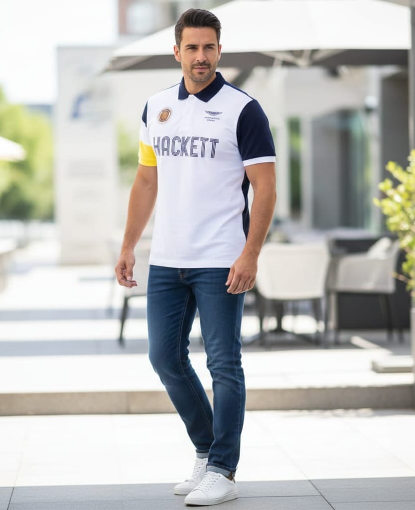 HACKETT Aston Martin Racing Color Block Polo Shirt