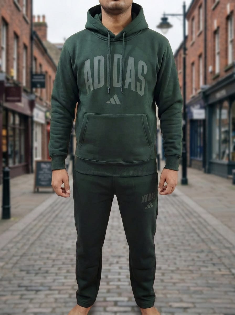 ADIDAS Essentials Hoodie and Jogger Set in Forest Green