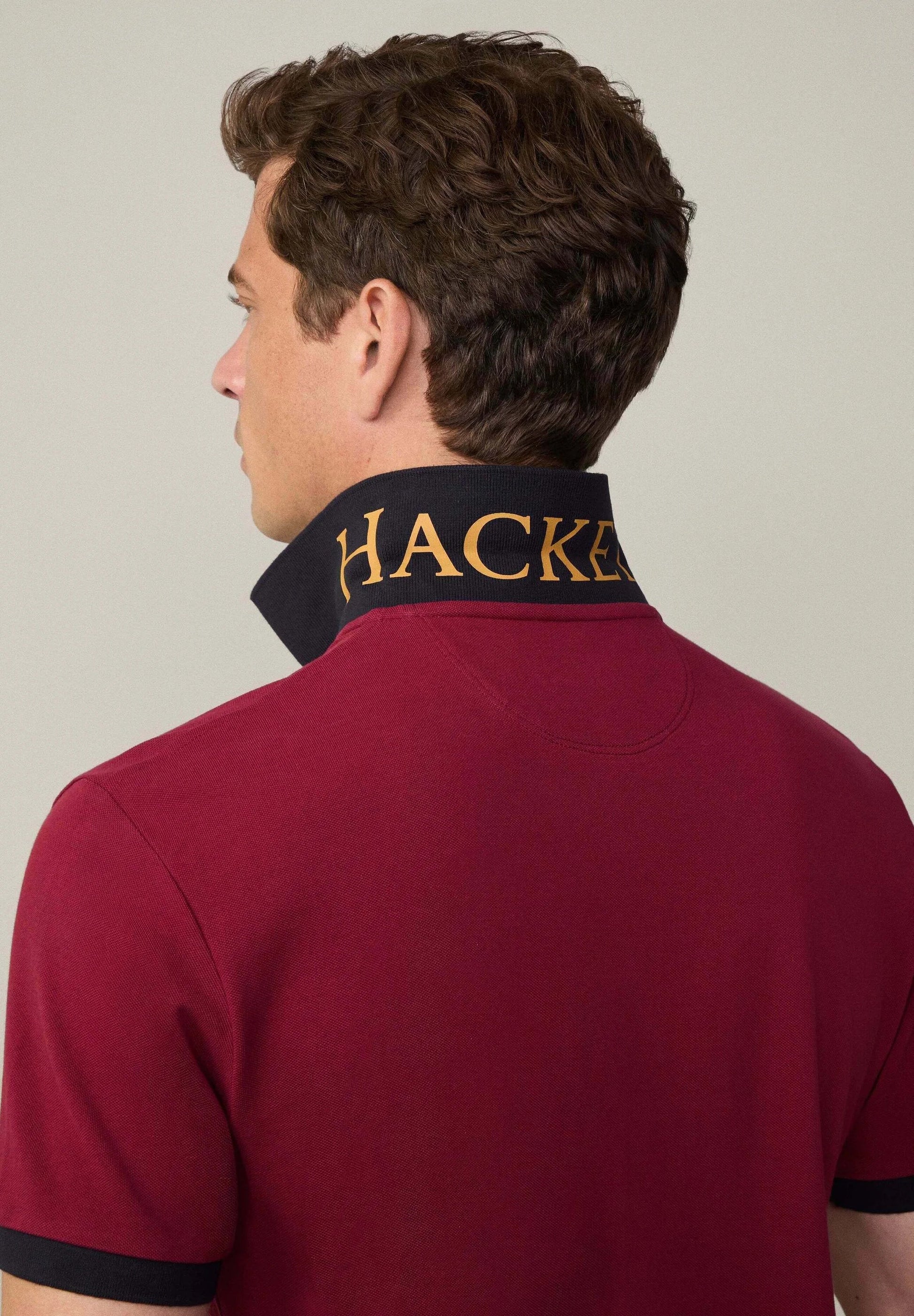 HACKETT Ember Garnet Tailored Fit Short Sleeve Piqué Polo Shirt
