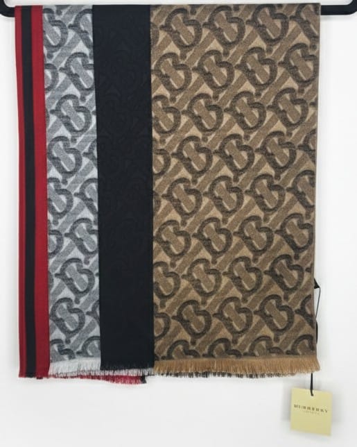 Burberry Monogram Patterned Wool Blend Scarf