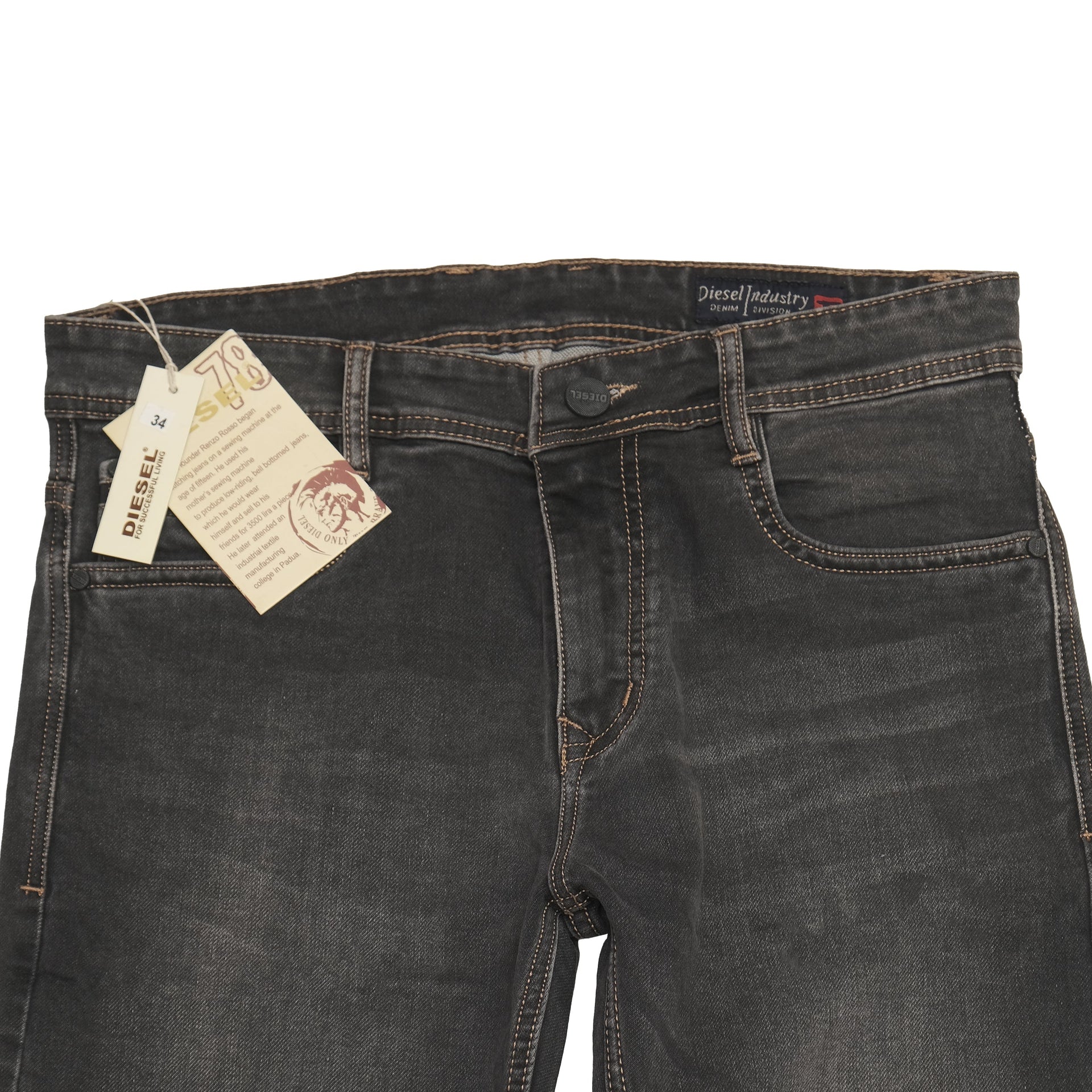 DIESEL Charcoal Shadow Slim Fit Industrial Denim Jeans