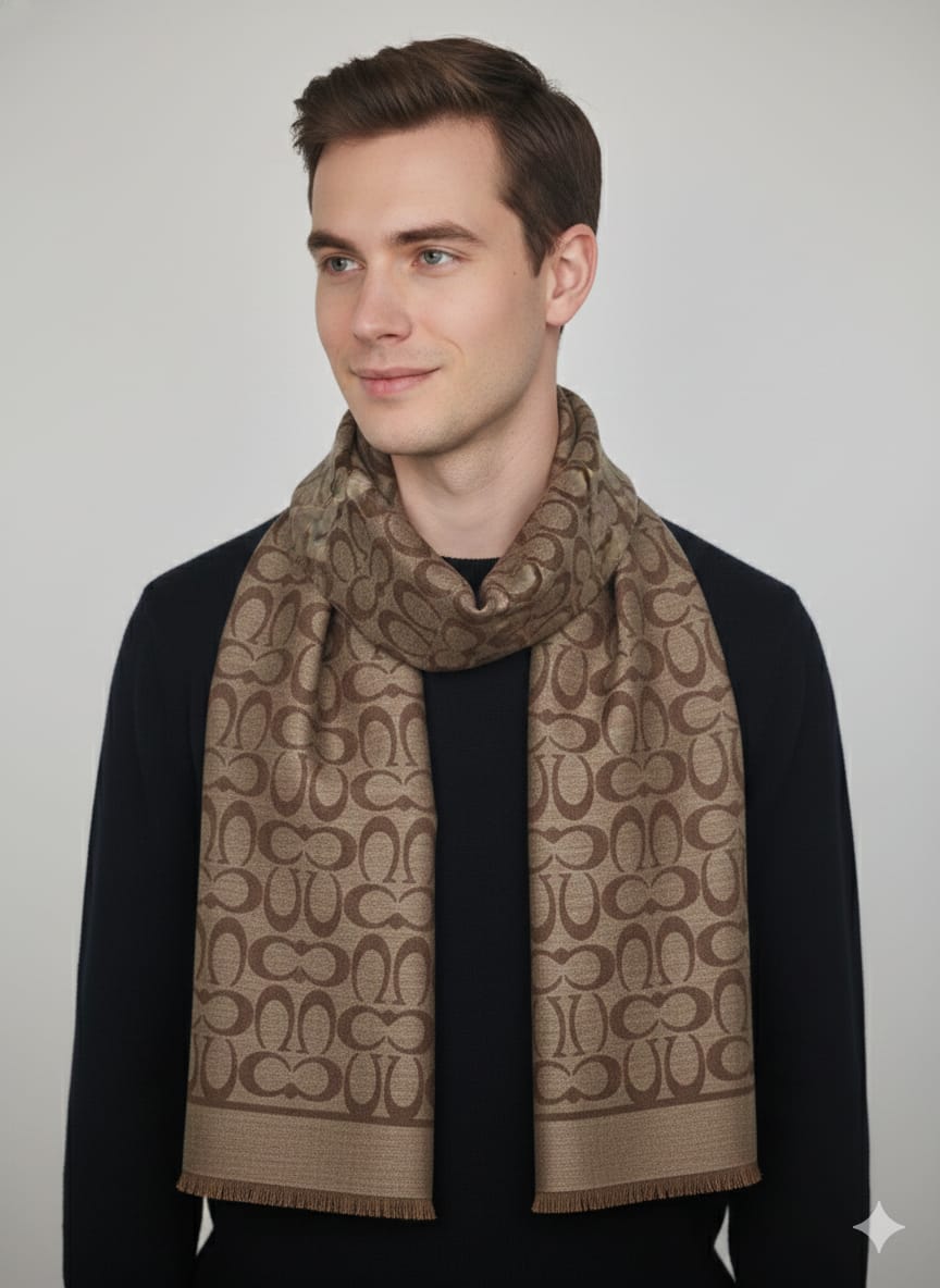 Coach Patterned Brown Scarf