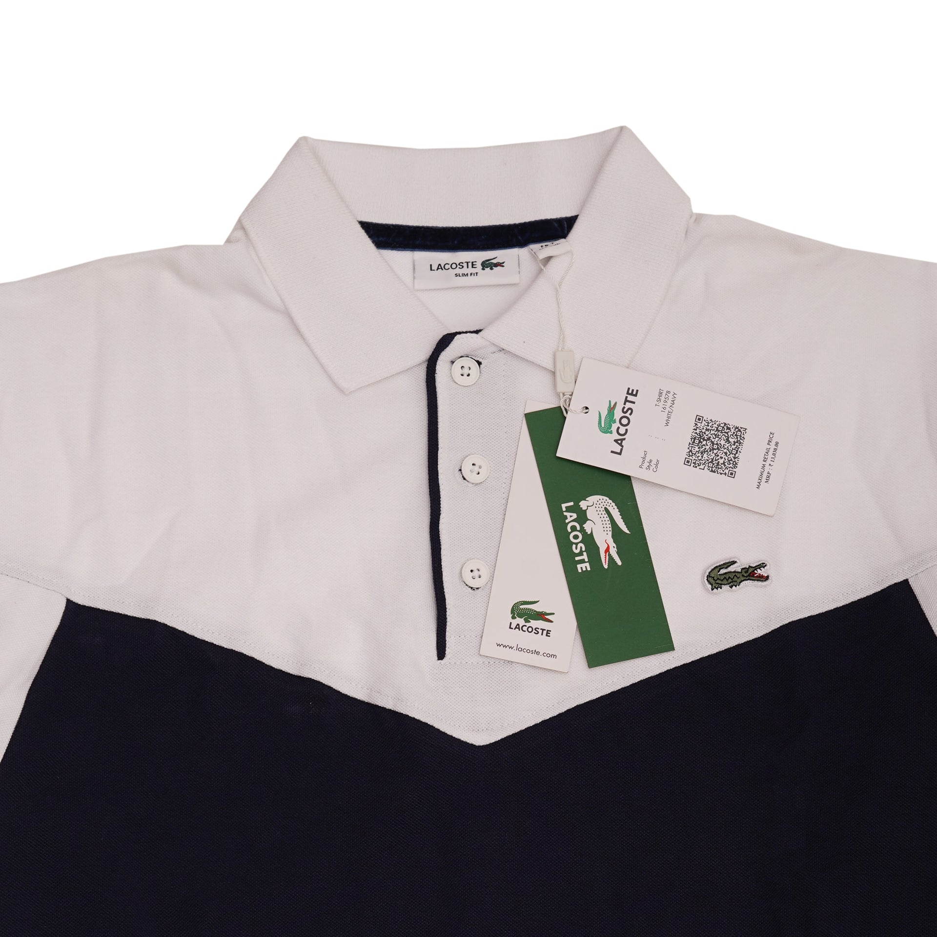 LACOSTE Deep Ocean Blue Color Block Slim Fit Polo Shirt