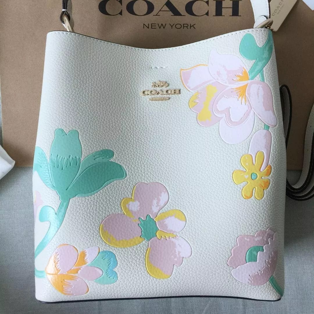 COACH Floral Embellished Leather Tote (IMPORTED)