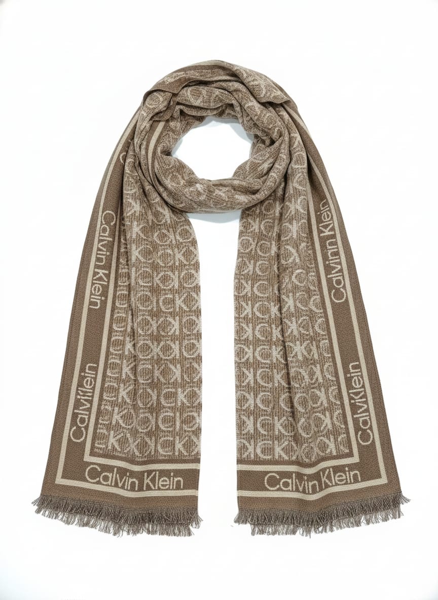 Calvin Klein Monogram Patterned Wool Blend Scarf