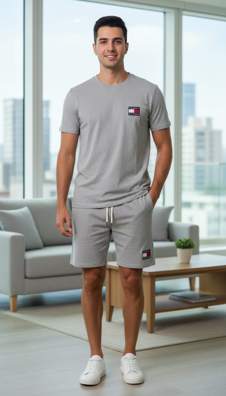 TOMMY HILFIGER Tranquil Ash Casual Fit Short Sleeve Lounge Set
