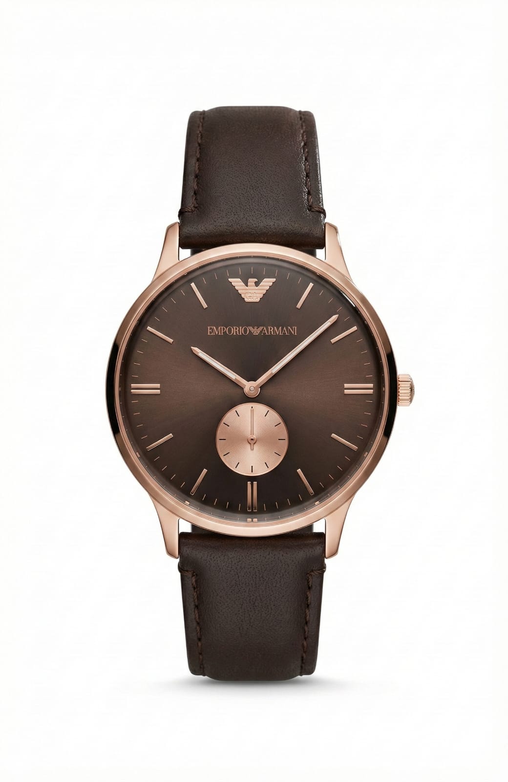 EMPORIO ARMANI Sienna Bronze Sophisticated Leather Strap Watch