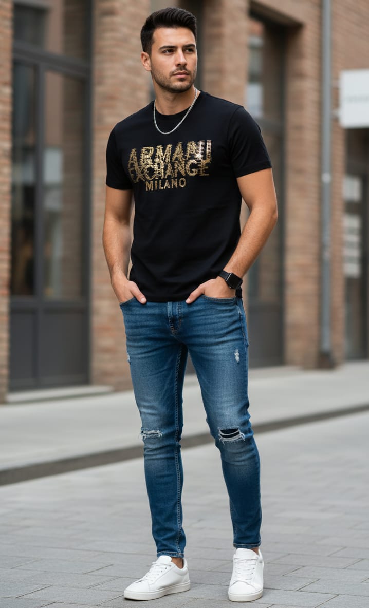 ARMANI EXCHANGE Radiant Ember Tailored Fit Short Sleeve T-Shirt
