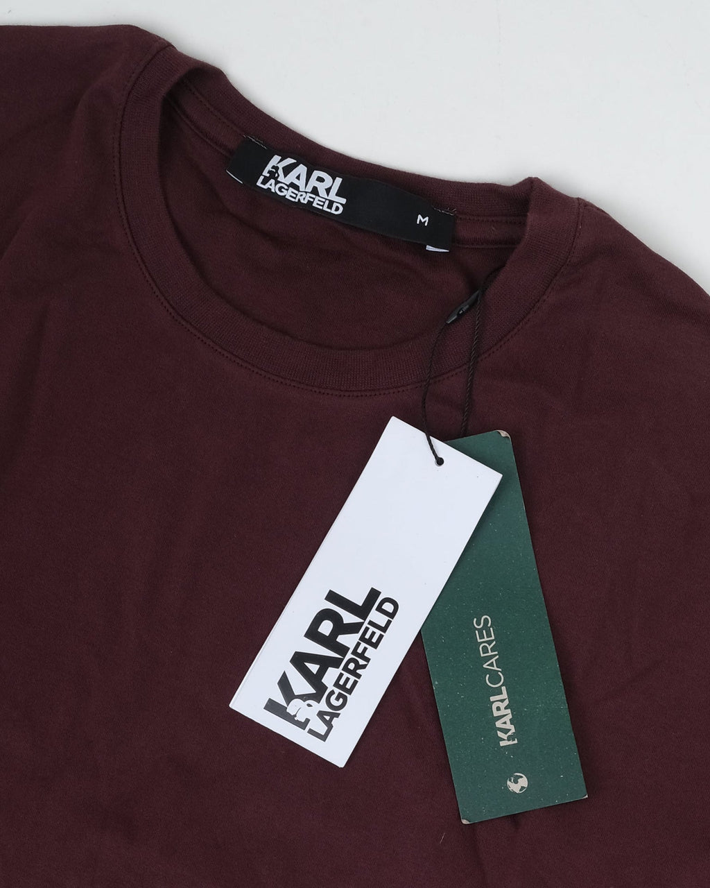 KARL LAGERFELD Crimson Velvet Signature Logo Print Crewneck Tee