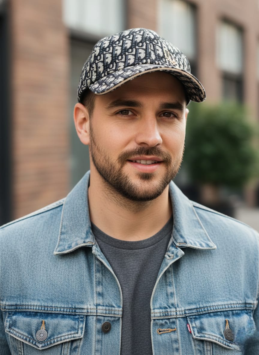 FASHIONCO Enigmatic Onyx Luxe Monogrammed Canvas Baseball Cap