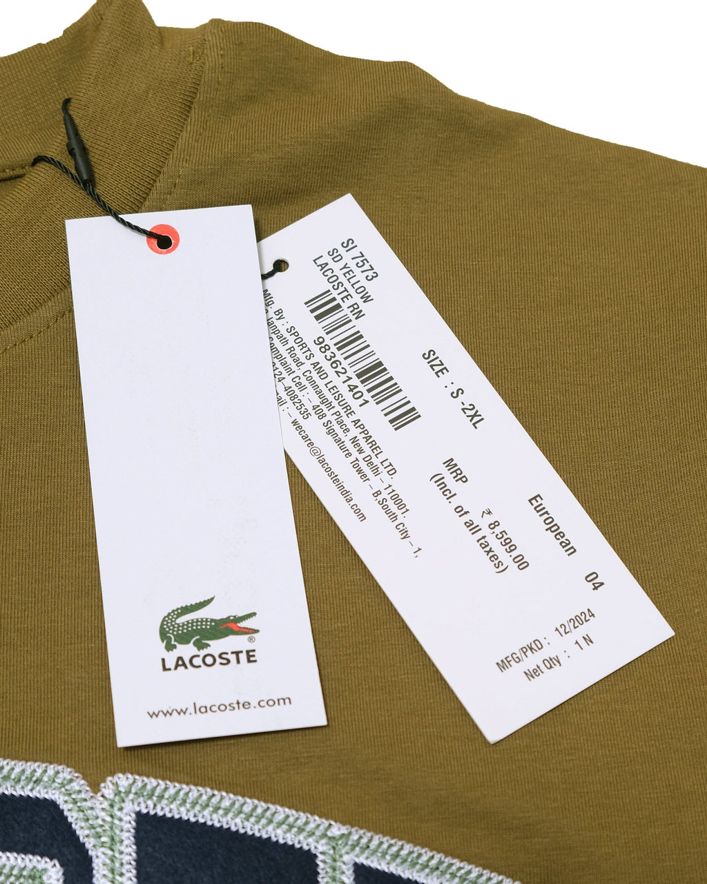 LACOSTE Olive Drizzle Classic Fit Graphic Tee