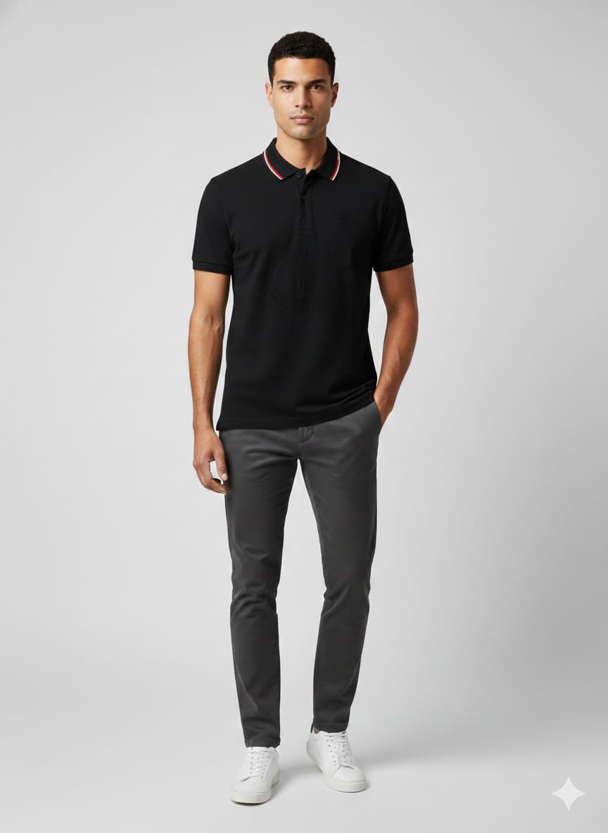 BOSS Midnight Onyx Tailored Fit Short Sleeve Piqué Polo Shirt