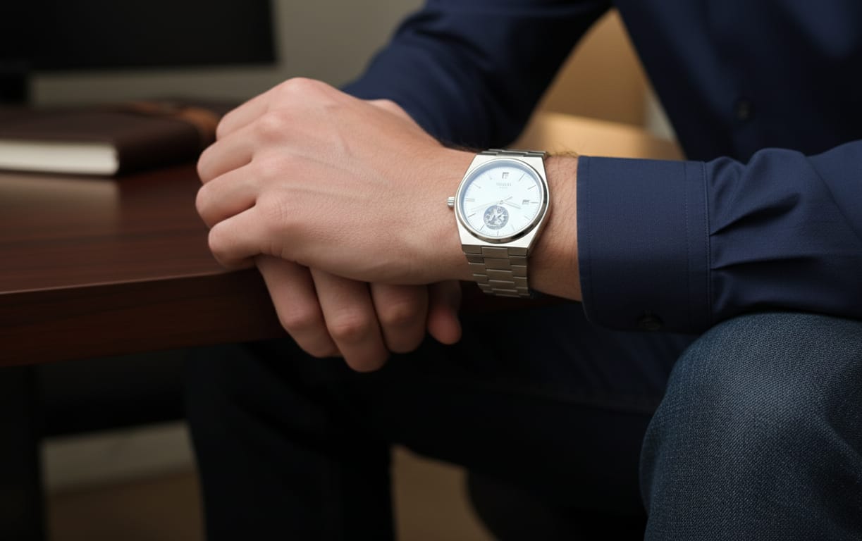 TISSOT Cerulean Wave Luxe Stainless Steel PRX Chronograph Watch