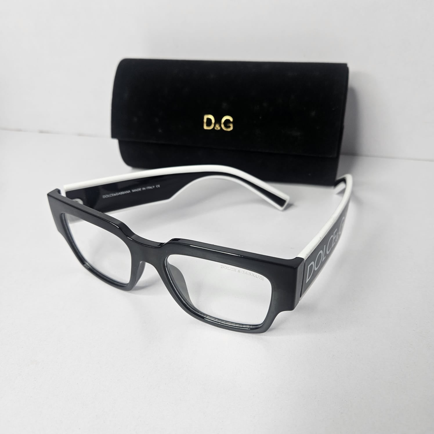 D&G Obsidian Luxe Wide Frame Optical Glasses with Sleek Case