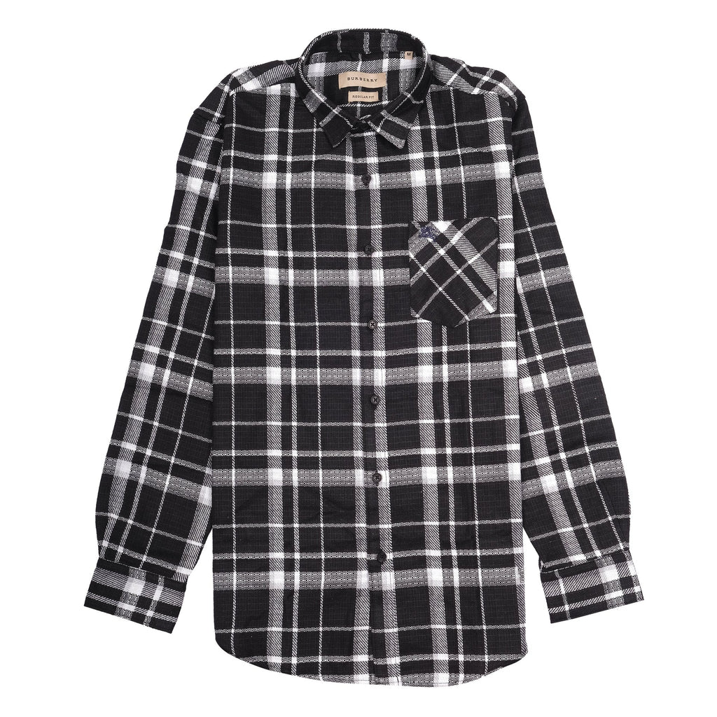 BURBERRY Midnight Charcoal Check Flannel Shirt