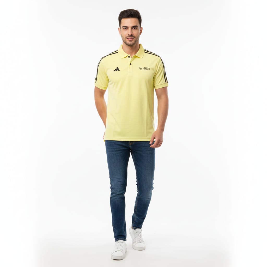 ADIDAS Radiant Citrus Tailored Fit Short Sleeve Piqué Polo Shirt