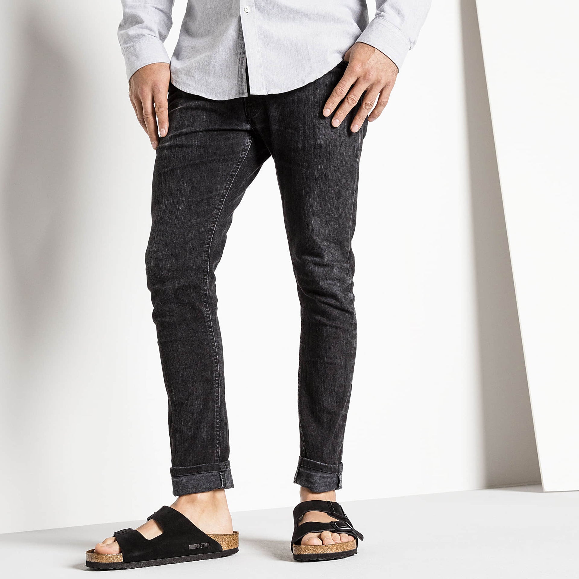 BIRKENSTOCK Obsidian Velvet Luxe Soft Footbed Sandals