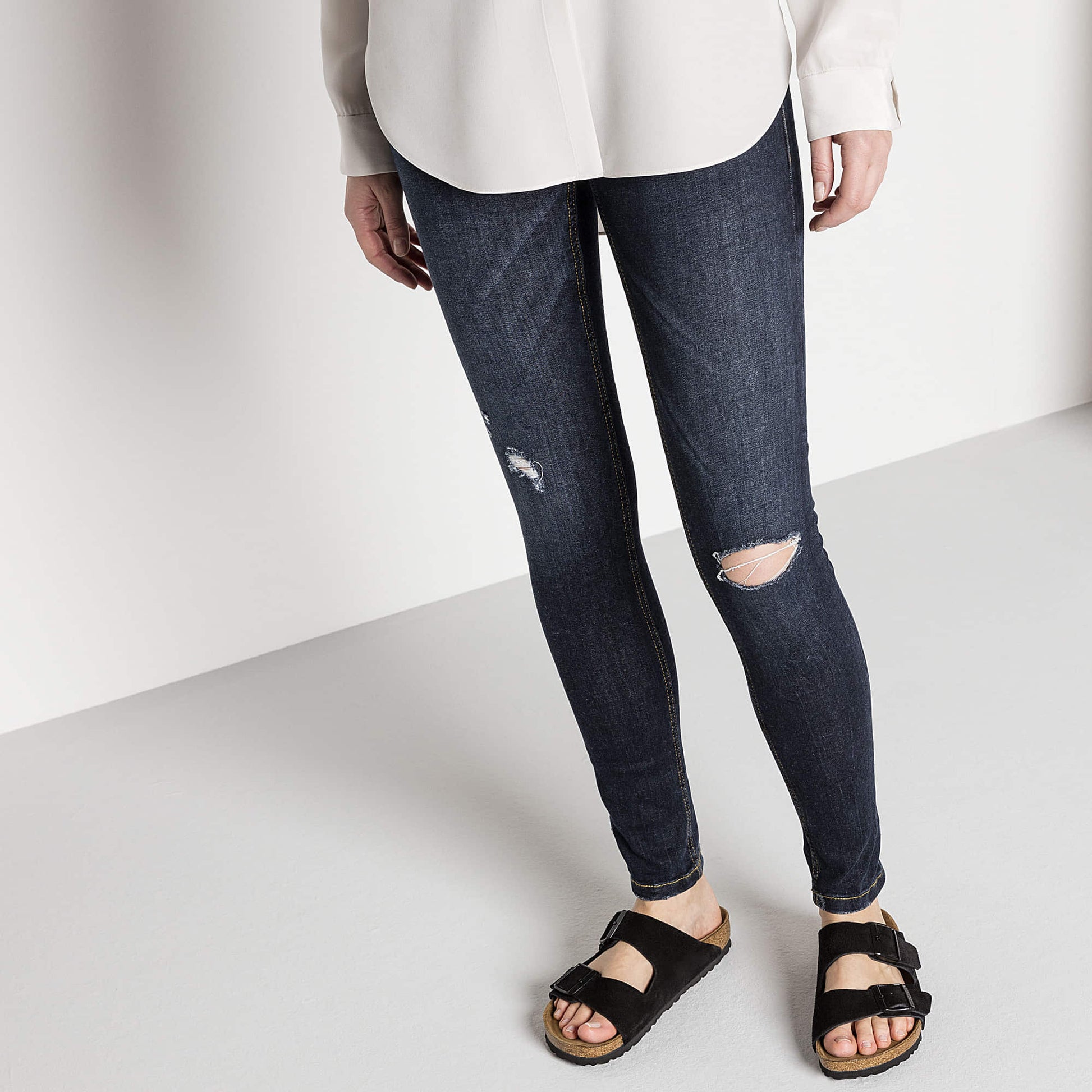 Birkenstock Luxurious Suede Double-Buckle Sandals in Midnight Black