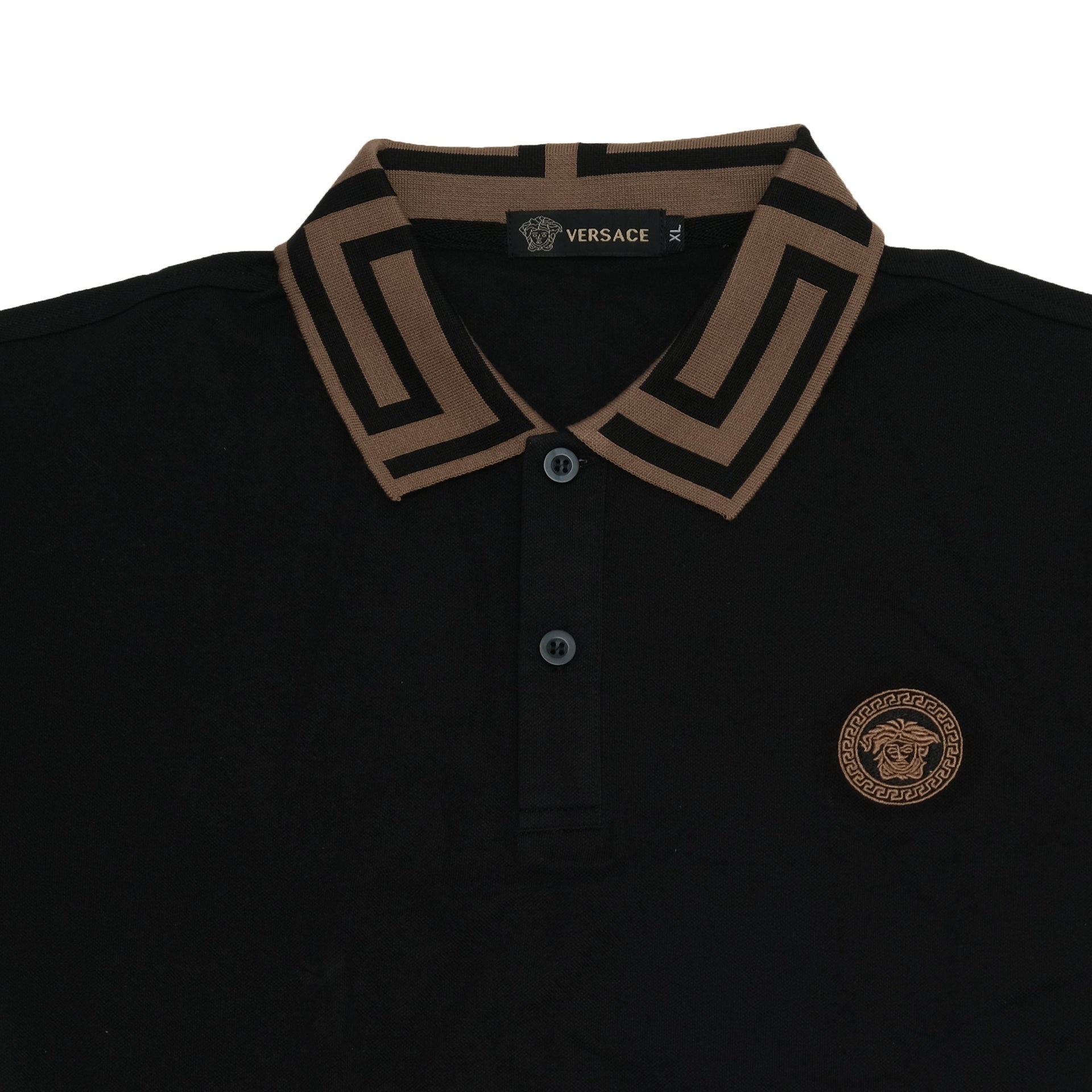 VERSACE Midnight Obsidian Slim Fit Contrast Collar Polo Shirt