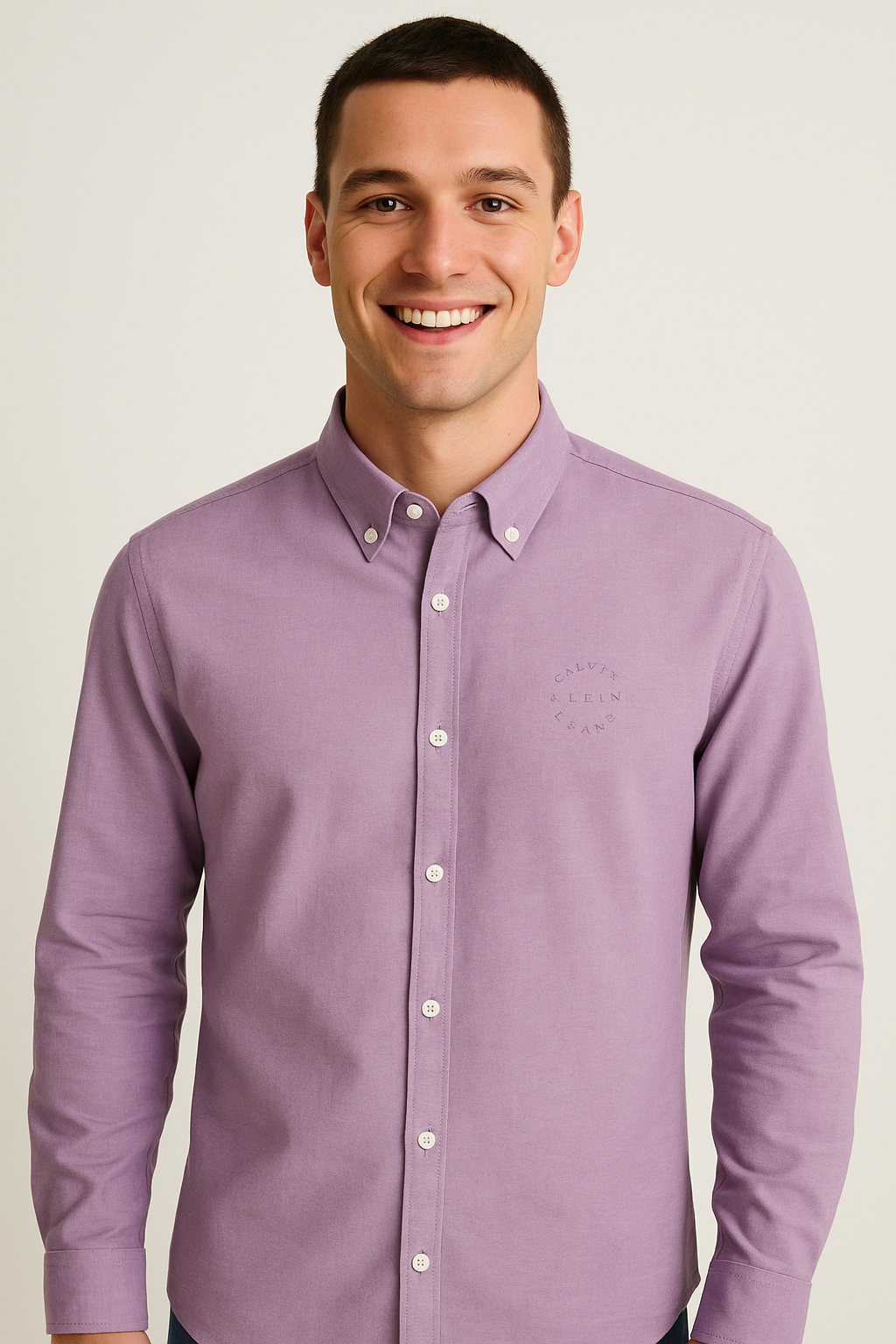 CALVIN KLEIN Serene Lilac Classic Fit Button-Up Shirt