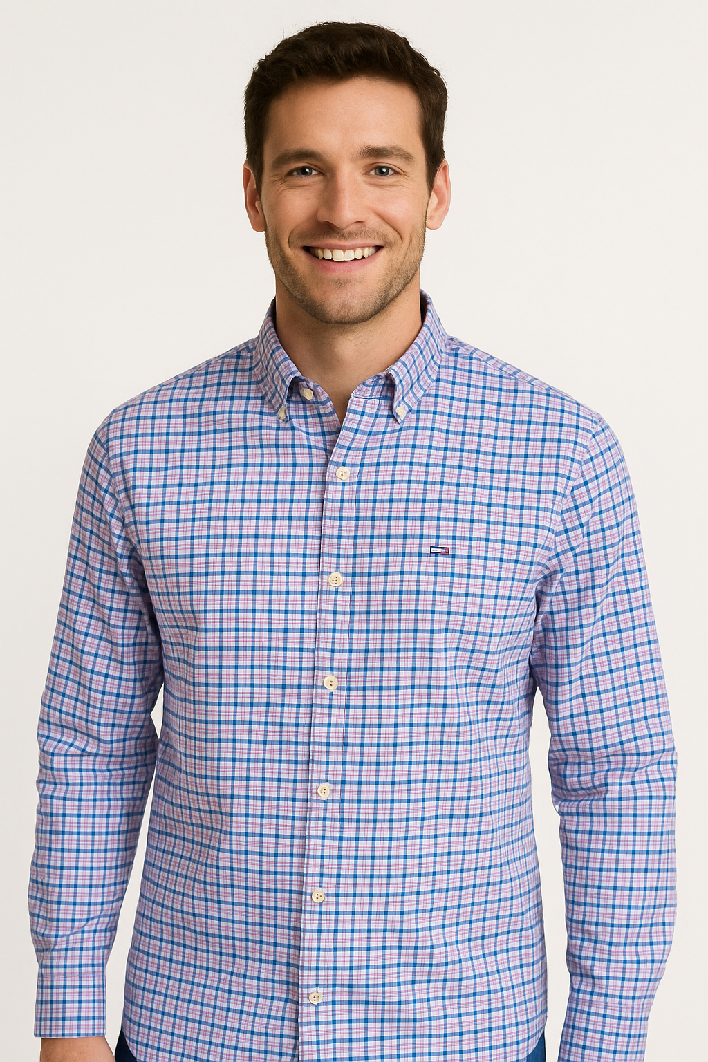 TOMMY HILFIGER Astral Blue Tailored Fit Long Sleeve Button-Up Shirt