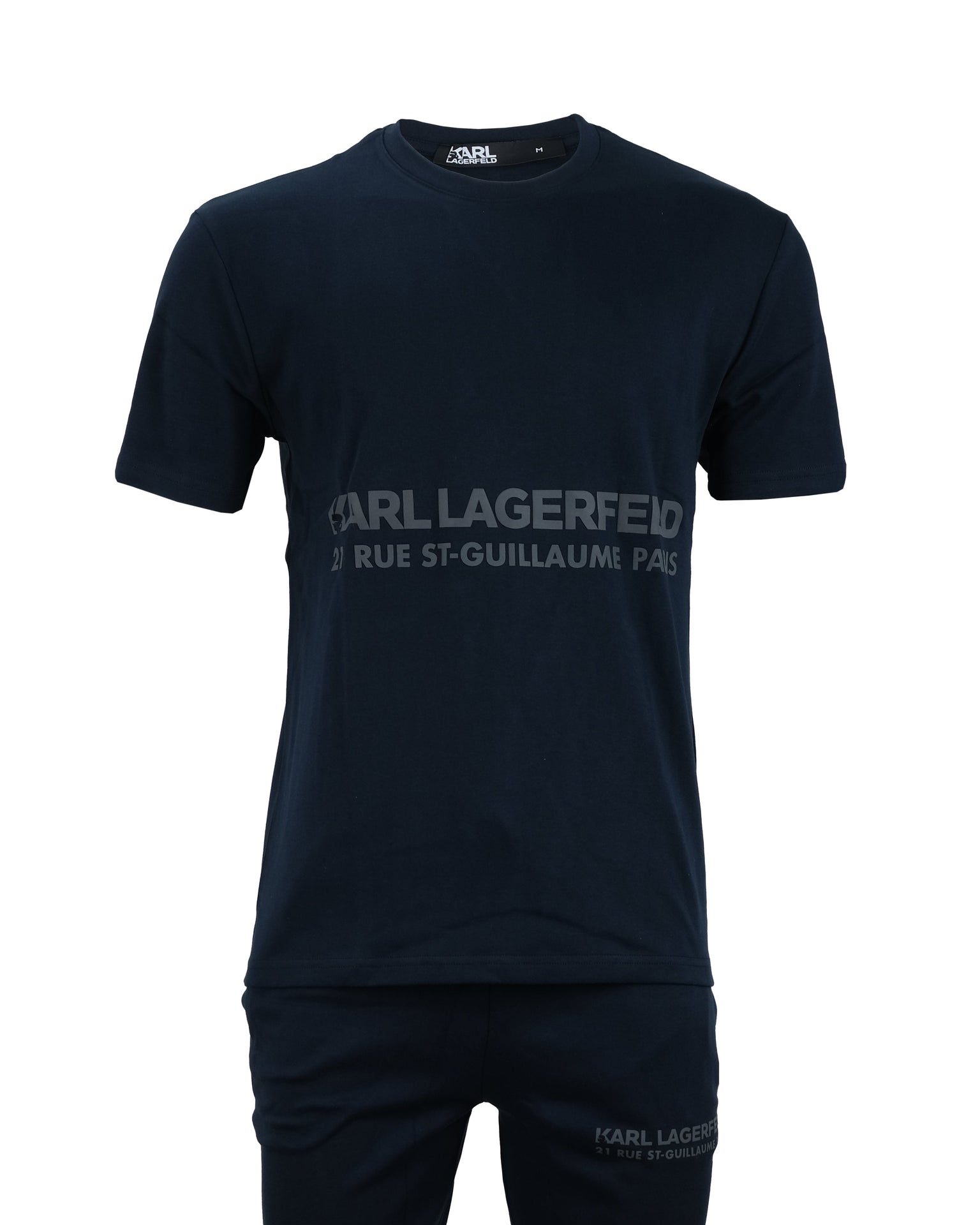 KARL LAGERFELD Midnight Navy Luxe Graphic Crewneck Tee