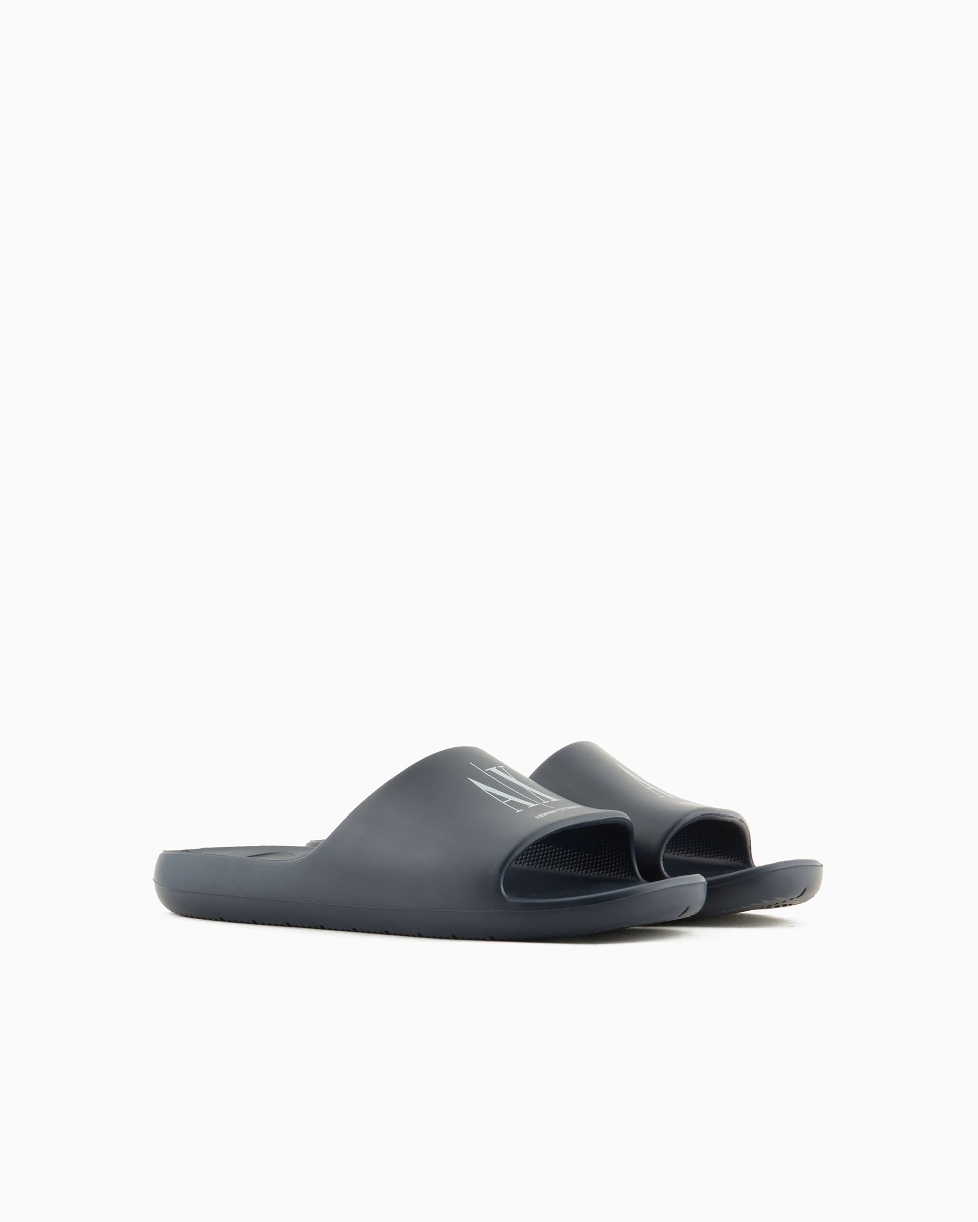 A|X ARMANI EXCHANGE Tranquil Slate Luxe Open-Toe Slides