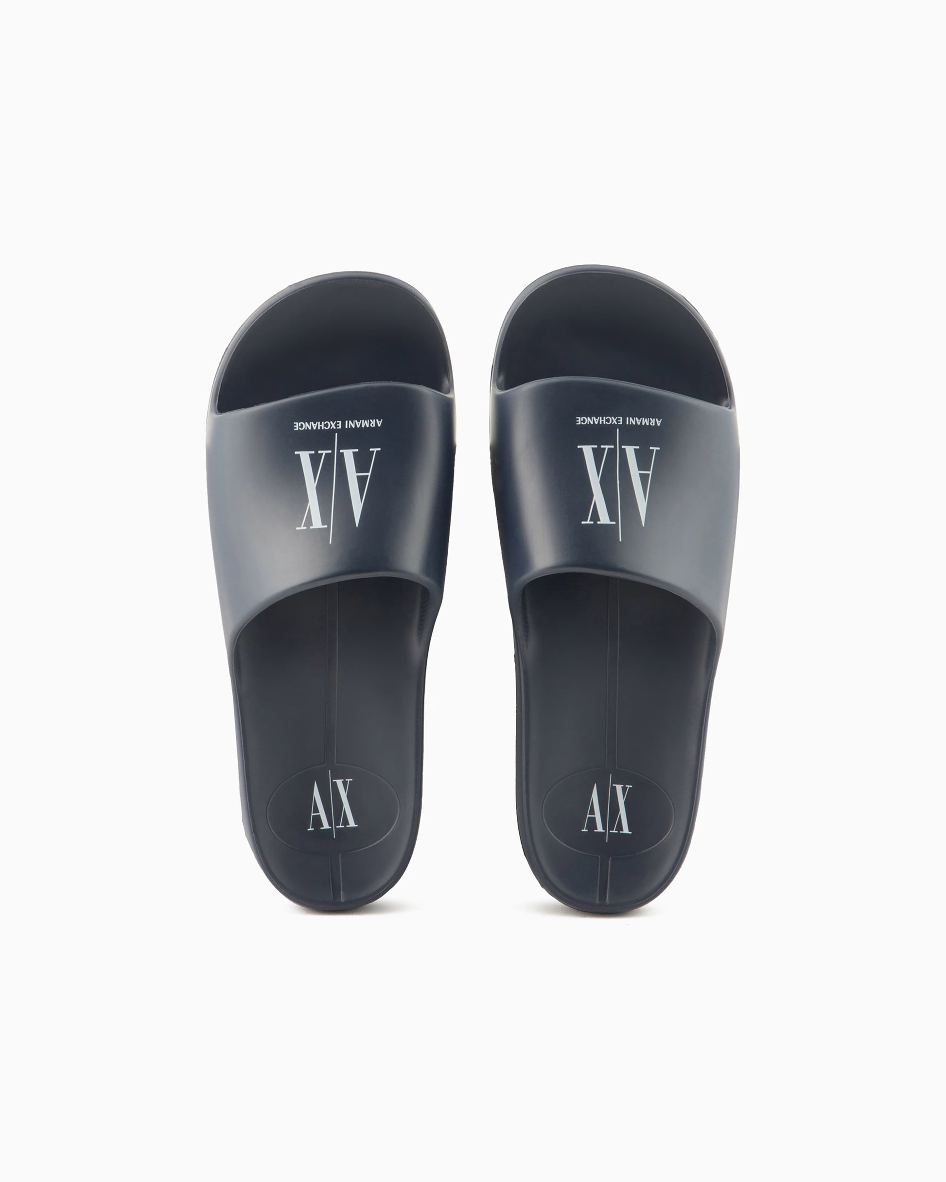 A|X ARMANI EXCHANGE Tranquil Slate Luxe Open-Toe Slides