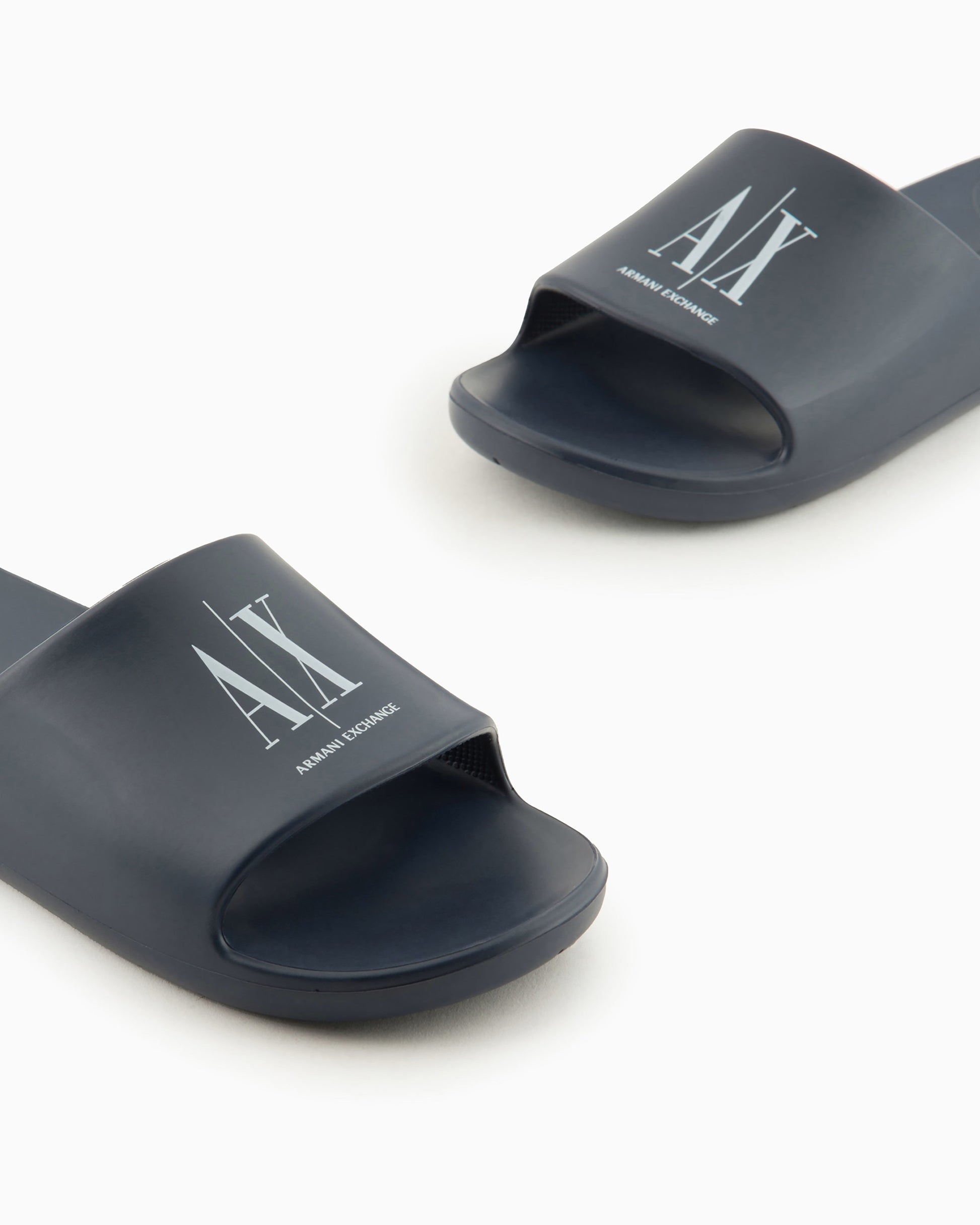 A|X ARMANI EXCHANGE Tranquil Slate Luxe Open-Toe Slides